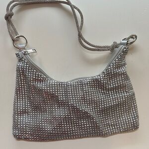 Silver Rhinestone Embellished Women's Bag